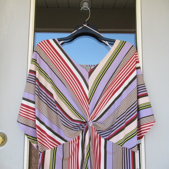 Evri dress with stretch figure flattering stripes & slit in back 3X - Picture 6 of 14